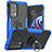 Funda Bumper Silicona y Plastico Mate Carcasa con Magnetico Anillo de dedo Soporte S02 para Motorola Moto Edge S Pro 5G Azul