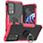 Funda Bumper Silicona y Plastico Mate Carcasa con Magnetico Anillo de dedo Soporte S02 para Motorola Moto Edge S Pro 5G Rosa Roja