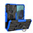 Funda Bumper Silicona y Plastico Mate Carcasa con Magnetico Anillo de dedo Soporte S02 para Motorola Moto G71 5G Azul