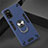 Funda Bumper Silicona y Plastico Mate Carcasa con Magnetico Anillo de dedo Soporte S02 para Samsung Galaxy A41 Azul