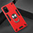 Funda Bumper Silicona y Plastico Mate Carcasa con Magnetico Anillo de dedo Soporte S02 para Samsung Galaxy A41 Rojo