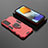 Funda Bumper Silicona y Plastico Mate Carcasa con Magnetico Anillo de dedo Soporte S02 para Samsung Galaxy F23 5G Rojo
