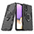 Funda Bumper Silicona y Plastico Mate Carcasa con Magnetico Anillo de dedo Soporte S02 para Samsung Galaxy M32 5G Negro