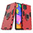 Funda Bumper Silicona y Plastico Mate Carcasa con Magnetico Anillo de dedo Soporte S02 para Samsung Galaxy M62 4G Rojo