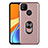 Funda Bumper Silicona y Plastico Mate Carcasa con Magnetico Anillo de dedo Soporte S02 para Xiaomi Redmi 9C NFC Oro Rosa