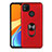 Funda Bumper Silicona y Plastico Mate Carcasa con Magnetico Anillo de dedo Soporte S02 para Xiaomi Redmi 9C NFC Rojo