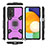 Funda Bumper Silicona y Plastico Mate Carcasa con Magnetico Anillo de dedo Soporte S03 para Samsung Galaxy M52 5G Morado