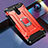 Funda Bumper Silicona y Plastico Mate Carcasa con Magnetico Anillo de dedo Soporte S03 para Xiaomi Redmi 8 Rojo