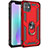 Funda Bumper Silicona y Plastico Mate Carcasa con Magnetico Anillo de dedo Soporte S04 para Apple iPhone 11 Rojo