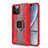 Funda Bumper Silicona y Plastico Mate Carcasa con Magnetico Anillo de dedo Soporte S04 para Apple iPhone 12 Pro Rojo