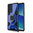 Funda Bumper Silicona y Plastico Mate Carcasa con Magnetico Anillo de dedo Soporte S04 para Oppo Reno6 Pro+ Plus 5G Azul