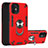 Funda Bumper Silicona y Plastico Mate Carcasa con Magnetico Anillo de dedo Soporte S05 para Apple iPhone 12 Mini Rojo