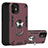Funda Bumper Silicona y Plastico Mate Carcasa con Magnetico Anillo de dedo Soporte S05 para Apple iPhone 12 Rojo Rosa
