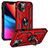 Funda Bumper Silicona y Plastico Mate Carcasa con Magnetico Anillo de dedo Soporte S05 para Apple iPhone 14 Plus Rojo