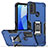 Funda Bumper Silicona y Plastico Mate Carcasa con Magnetico Anillo de dedo Soporte S05 para Motorola Moto E40 Azul