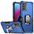 Funda Bumper Silicona y Plastico Mate Carcasa con Magnetico Anillo de dedo Soporte S05 para Motorola Moto G Stylus (2022) 4G Azul