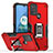 Funda Bumper Silicona y Plastico Mate Carcasa con Magnetico Anillo de dedo Soporte S05 para Motorola Moto G10 Power Rojo
