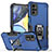 Funda Bumper Silicona y Plastico Mate Carcasa con Magnetico Anillo de dedo Soporte S05 para Motorola Moto G22 Azul