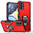 Funda Bumper Silicona y Plastico Mate Carcasa con Magnetico Anillo de dedo Soporte S05 para Motorola Moto G22 Rojo