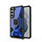 Funda Bumper Silicona y Plastico Mate Carcasa con Magnetico Anillo de dedo Soporte S05 para Samsung Galaxy S21 Plus 5G Azul