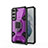 Funda Bumper Silicona y Plastico Mate Carcasa con Magnetico Anillo de dedo Soporte S05 para Samsung Galaxy S22 5G Morado