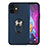 Funda Bumper Silicona y Plastico Mate Carcasa con Magnetico Anillo de dedo Soporte S06 para Apple iPhone 12 Mini Azul
