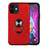 Funda Bumper Silicona y Plastico Mate Carcasa con Magnetico Anillo de dedo Soporte S06 para Apple iPhone 12 Mini Rojo
