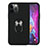 Funda Bumper Silicona y Plastico Mate Carcasa con Magnetico Anillo de dedo Soporte S06 para Apple iPhone 12 Pro Max Negro