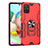 Funda Bumper Silicona y Plastico Mate Carcasa con Magnetico Anillo de dedo Soporte S06 para Samsung Galaxy A71 5G Rojo