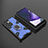 Funda Bumper Silicona y Plastico Mate Carcasa con Magnetico Anillo de dedo Soporte S06 para Samsung Galaxy S21 Ultra 5G Azul