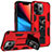 Funda Bumper Silicona y Plastico Mate Carcasa con Magnetico Anillo de dedo Soporte S07 para Apple iPhone 13 Pro Max Rojo