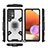 Funda Bumper Silicona y Plastico Mate Carcasa con Magnetico Anillo de dedo Soporte S07 para Samsung Galaxy M32 5G Blanco