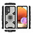 Funda Bumper Silicona y Plastico Mate Carcasa con Magnetico Anillo de dedo Soporte S07 para Samsung Galaxy M32 5G Negro