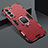 Funda Bumper Silicona y Plastico Mate Carcasa con Magnetico Anillo de dedo Soporte S08 para Samsung Galaxy S23 5G Rojo
