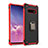 Funda Bumper Silicona y Plastico Mate Carcasa con Magnetico Anillo de dedo Soporte T01 para Samsung Galaxy S10 Rojo y Negro