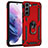 Funda Bumper Silicona y Plastico Mate Carcasa con Magnetico Anillo de dedo Soporte T02 para Samsung Galaxy S21 Plus 5G Rojo