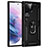 Funda Bumper Silicona y Plastico Mate Carcasa con Magnetico Anillo de dedo Soporte T02 para Samsung Galaxy S21 Ultra 5G Negro