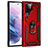 Funda Bumper Silicona y Plastico Mate Carcasa con Magnetico Anillo de dedo Soporte T02 para Samsung Galaxy S21 Ultra 5G Rojo
