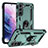 Funda Bumper Silicona y Plastico Mate Carcasa con Magnetico Anillo de dedo Soporte T03 para Samsung Galaxy S21 5G Verde