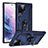 Funda Bumper Silicona y Plastico Mate Carcasa con Magnetico Anillo de dedo Soporte T03 para Samsung Galaxy S21 Ultra 5G Azul