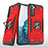 Funda Bumper Silicona y Plastico Mate Carcasa con Magnetico Anillo de dedo Soporte T04 para Samsung Galaxy S21 Plus 5G Rojo