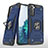 Funda Bumper Silicona y Plastico Mate Carcasa con Magnetico Anillo de dedo Soporte T04 para Samsung Galaxy S22 5G Azul