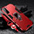 Funda Bumper Silicona y Plastico Mate Carcasa con Magnetico Anillo de dedo Soporte T06 para Samsung Galaxy S22 5G Rojo