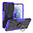 Funda Bumper Silicona y Plastico Mate Carcasa con Magnetico Anillo de dedo Soporte T08 para Samsung Galaxy S21 5G Morado