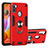 Funda Bumper Silicona y Plastico Mate Carcasa con Magnetico Anillo de dedo Soporte Y01B para Samsung Galaxy A11 Rojo