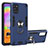 Funda Bumper Silicona y Plastico Mate Carcasa con Magnetico Anillo de dedo Soporte Y01B para Samsung Galaxy A31 Azul