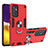 Funda Bumper Silicona y Plastico Mate Carcasa con Magnetico Anillo de dedo Soporte Y01B para Samsung Galaxy A82 5G Rojo