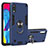 Funda Bumper Silicona y Plastico Mate Carcasa con Magnetico Anillo de dedo Soporte Y01B para Samsung Galaxy M10 Azul