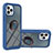 Funda Bumper Silicona y Plastico Mate Carcasa con Magnetico Anillo de dedo Soporte YB1 para Apple iPhone 13 Pro Max Azul