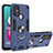 Funda Bumper Silicona y Plastico Mate Carcasa con Magnetico Anillo de dedo Soporte YB1 para Motorola Moto G10 Azul